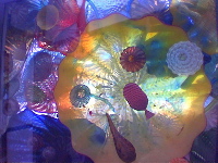 the glass ceiling on the bridge at the museum of glass in tacoma
